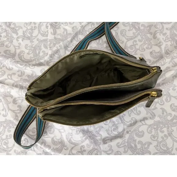 anthropologie green suede and faux leather crossbody bag - Picture 5 of 7